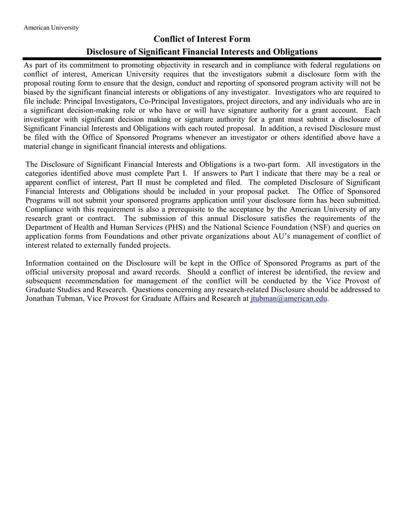 Large thumbnail of American University Conflict of Interest Form
