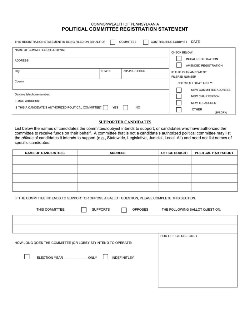 Large thumbnail of Political Committee Registration Statement - Oct 2001