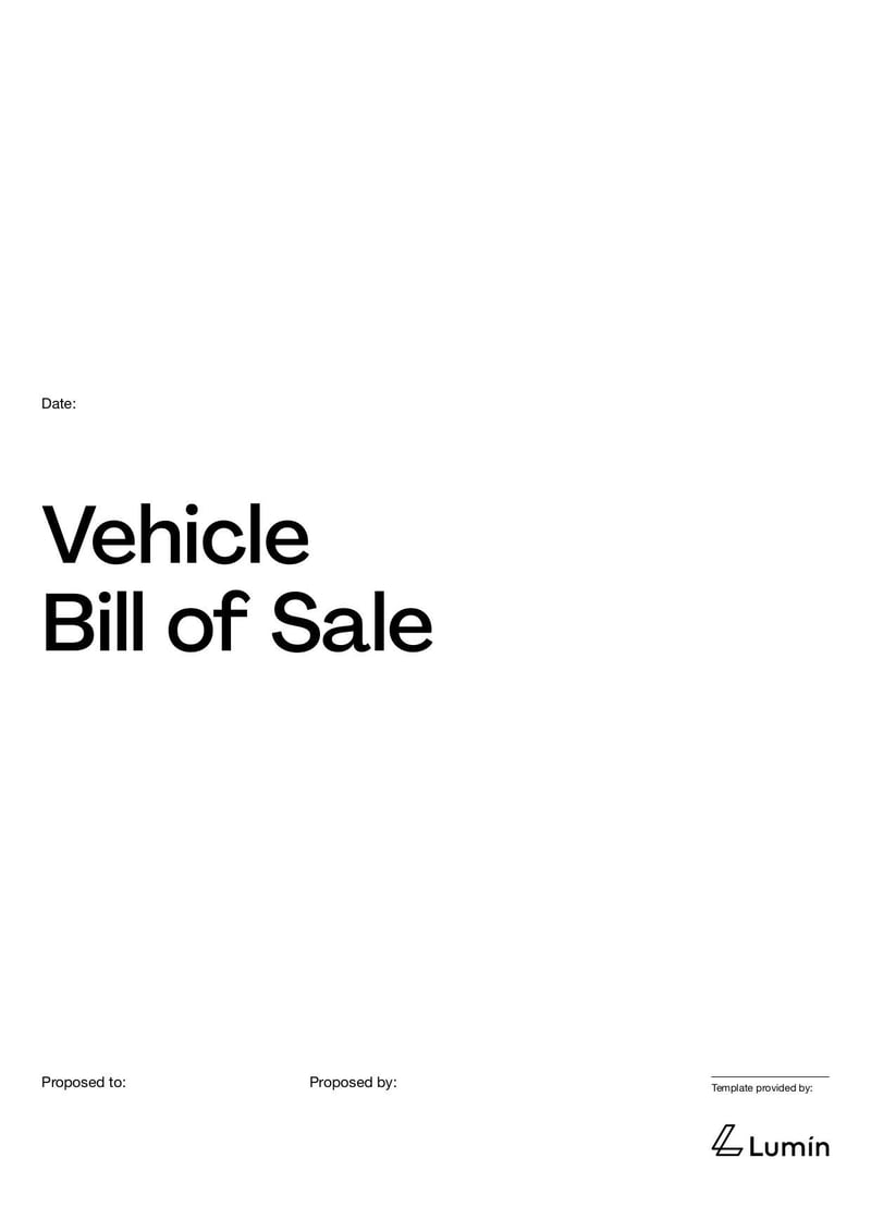 Motor Vehicle Bill of Sale Template for documenting the sale and transfer of a vehicle