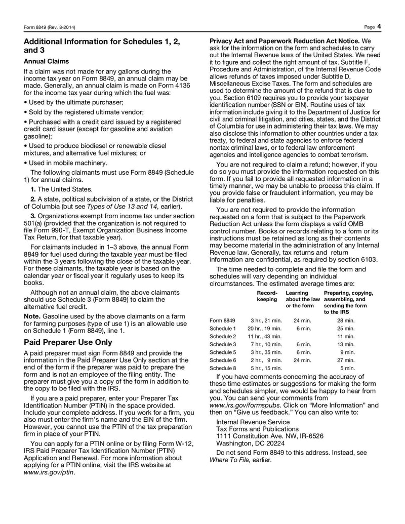 Large thumbnail of Form 8849 - Aug 2014