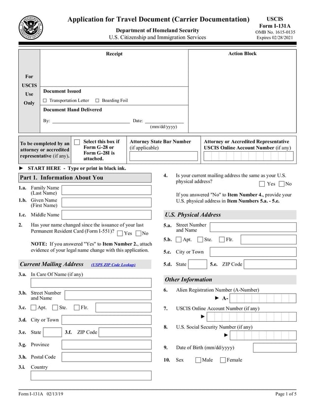 Form I-131A | Fill and sign online with Lumin