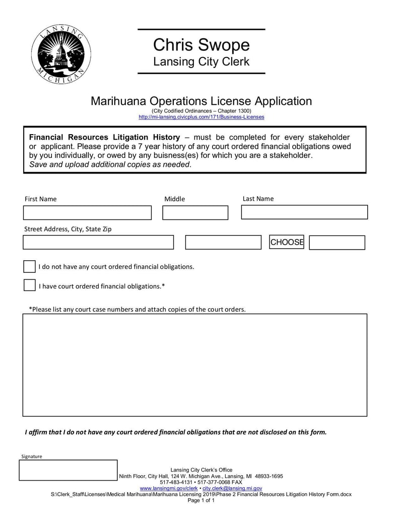 Large thumbnail of Marijuana Operations License Application - Nov 2019
