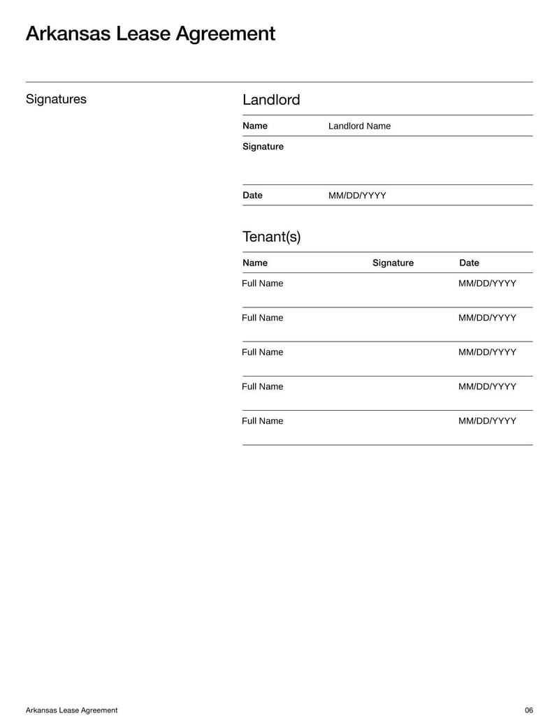 Large thumbnail of Arkansas Lease Agreement Template