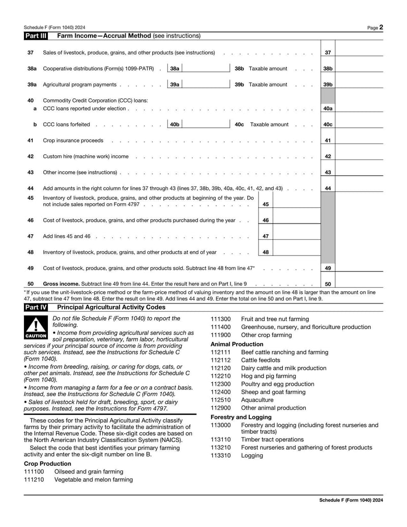 Large thumbnail of Schedule F (Form 1040 or 1040-SR) - 2024