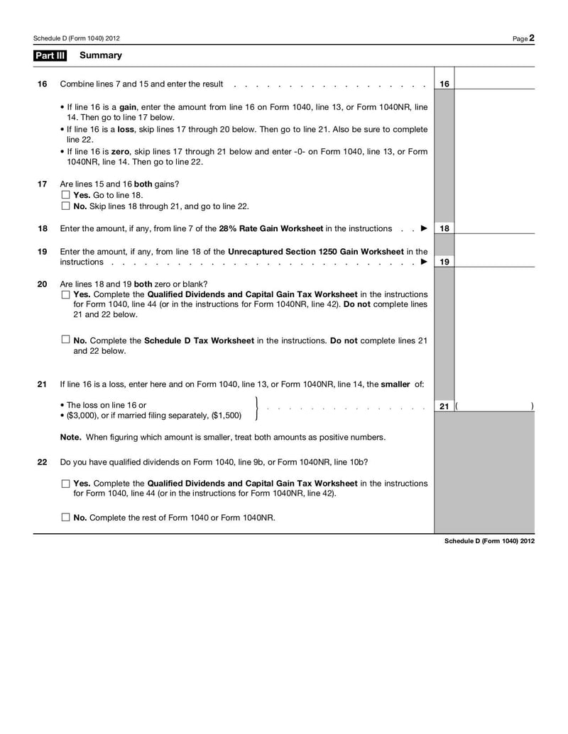 Thumbnail of Form 1040 (Schedule D) - Jan 2012 - page 1