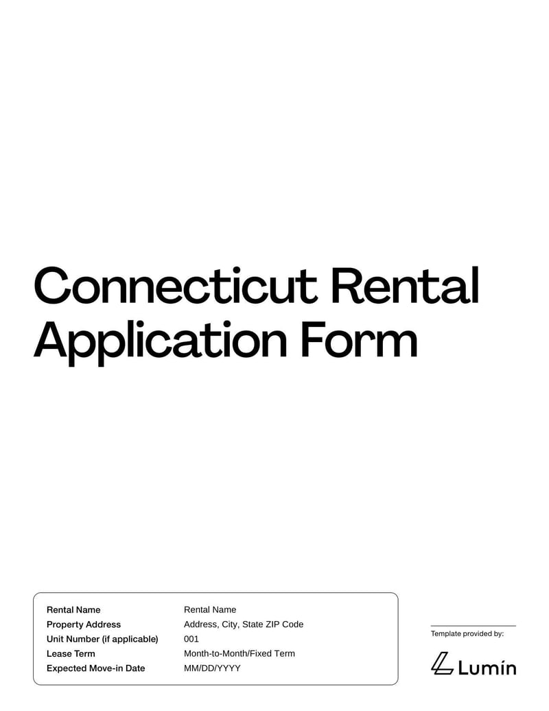 Rental Application Form CT for screening prospective tenants in Connecticut and collecting rental history details
