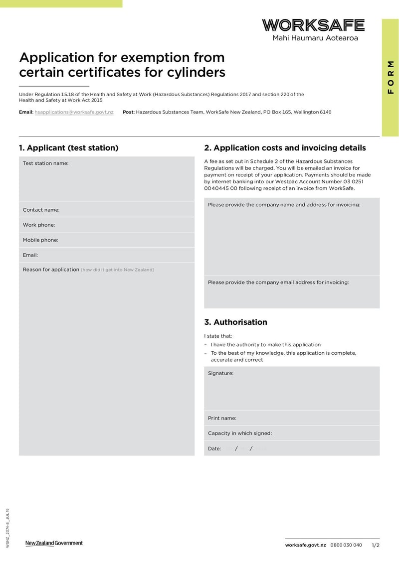 Large thumbnail of Application for Exemption From Certain Certificates for Cylinders - Jul 2019