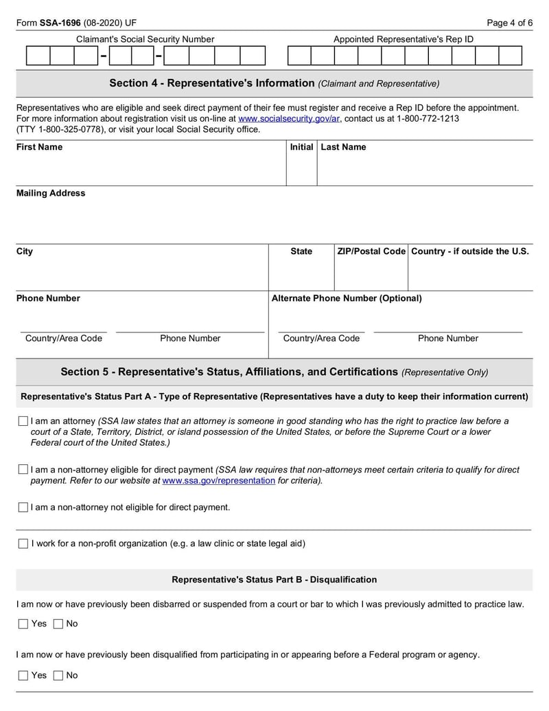 Large thumbnail of Form SSA-1696 - Sep 2020