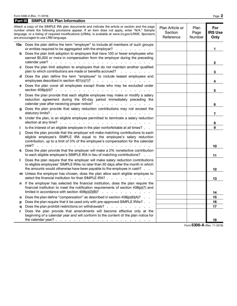 Large thumbnail of Form 5306-A - Nov 2019