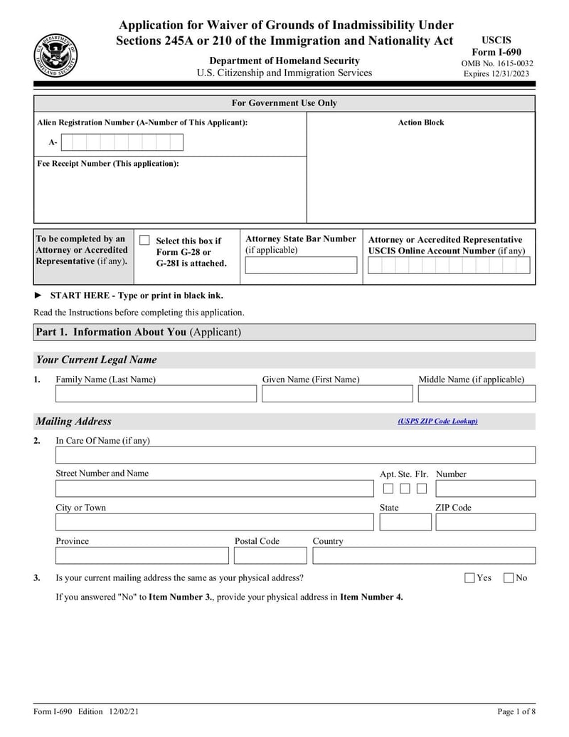 Large thumbnail of I-690 Application for Waiver of Grounds of Inadmissibility - Dec 2021