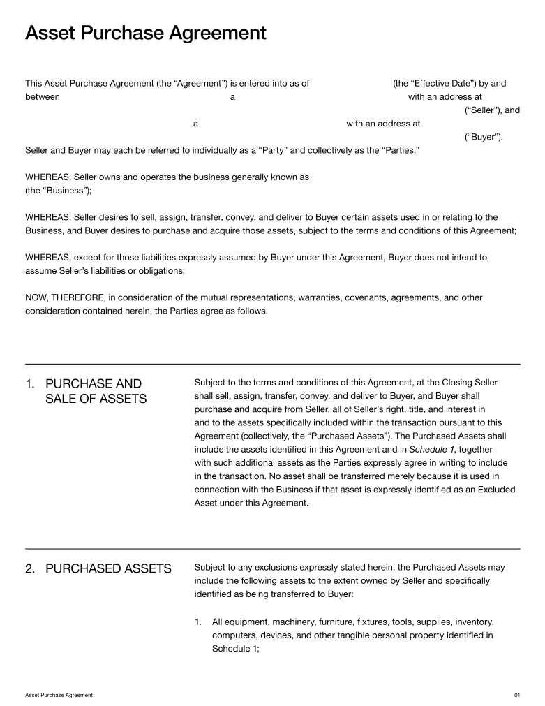 Asset Purchase Agreement | Fill and sign online with Lumin