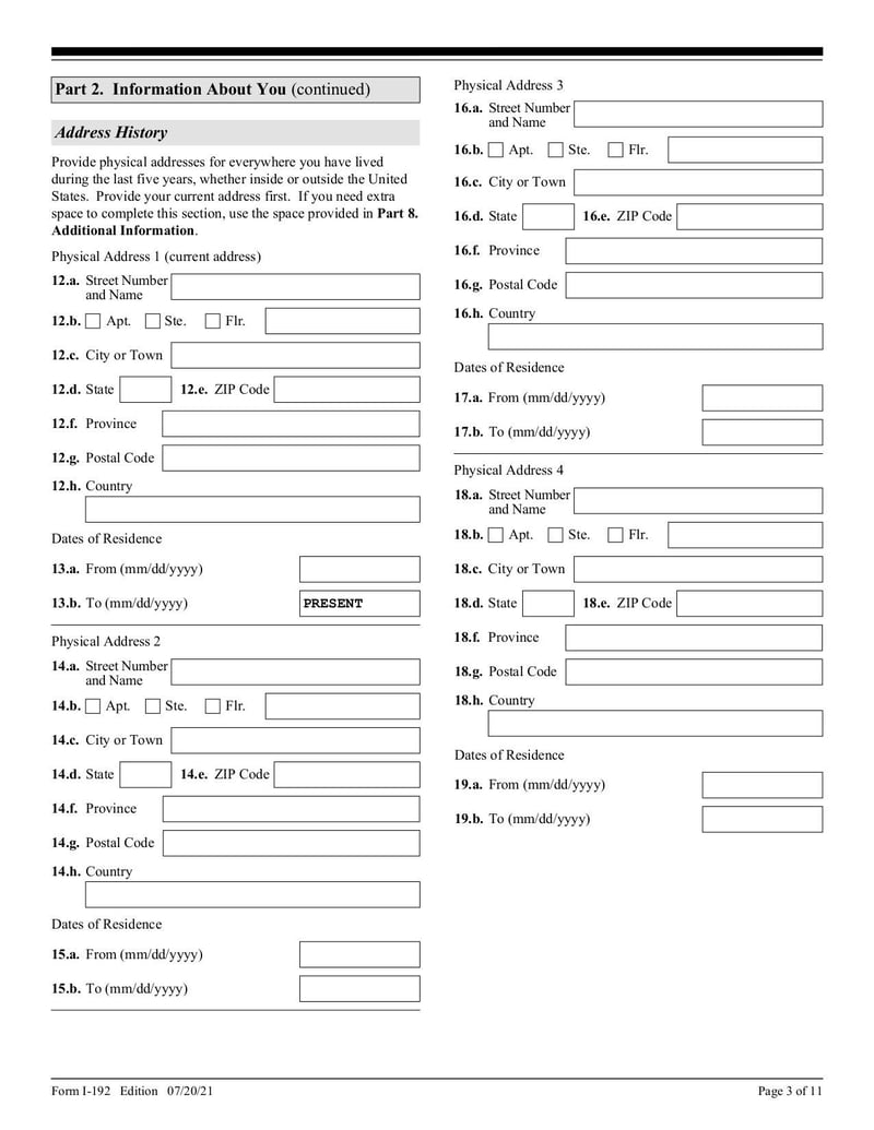 Large thumbnail of Form I-192 - Jul 2021