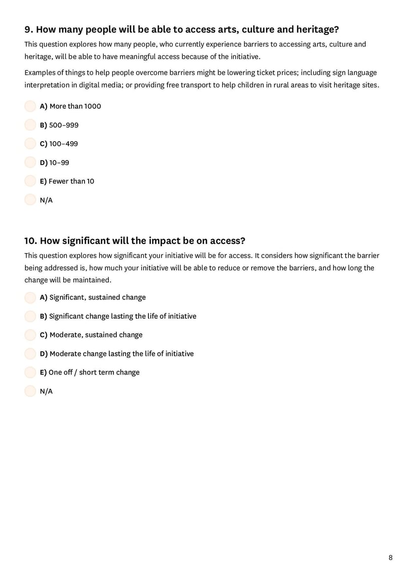 Large thumbnail of Cultural Sector Regeneration Fund Outcomes Questionnaire - Jul 2022