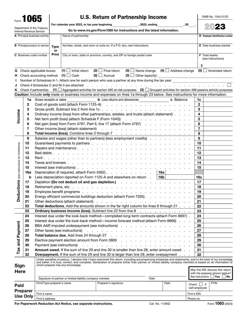 Large thumbnail of Form 1065 - Jan 2023