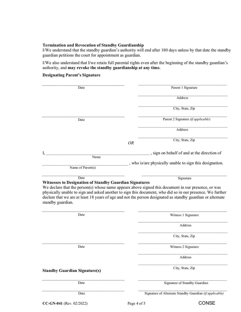 Large thumbnail of Parental Designation (Form CC-GN-041) - Feb 2022