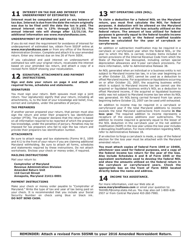 Large thumbnail of Maryland Form 505X - Sep 2017