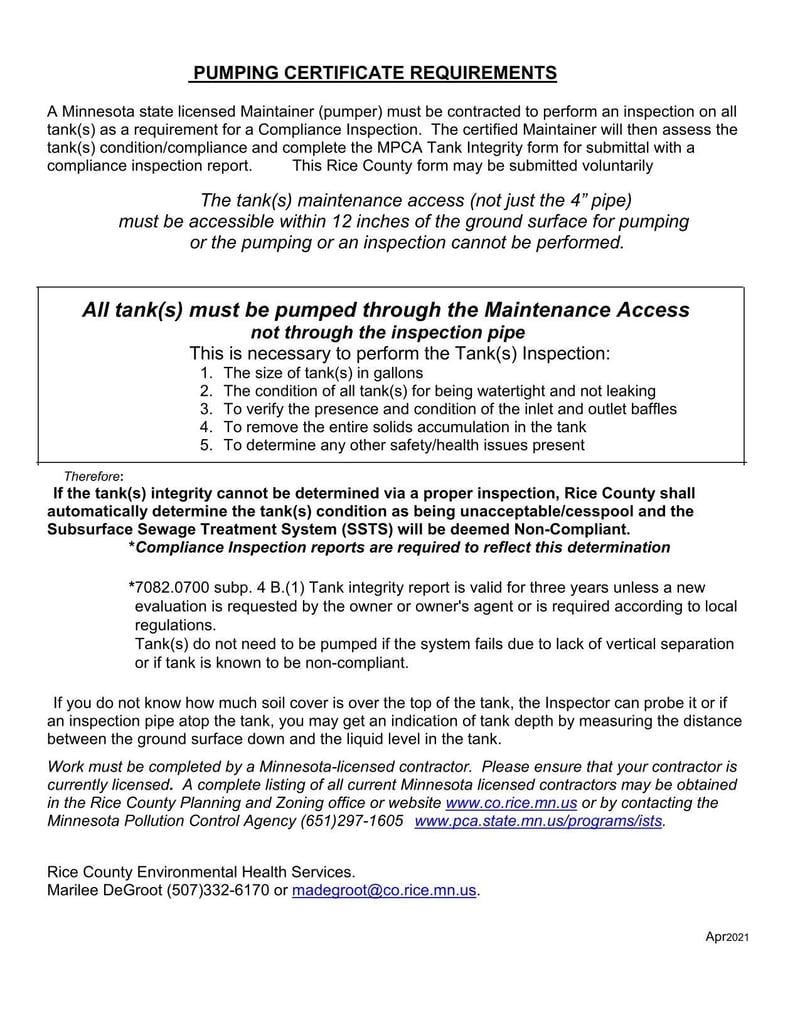 Large thumbnail of Rice County Septic Tank Pumping Certificate