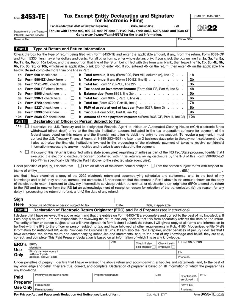 Large thumbnail of Form 8453-TE - Dec 2022