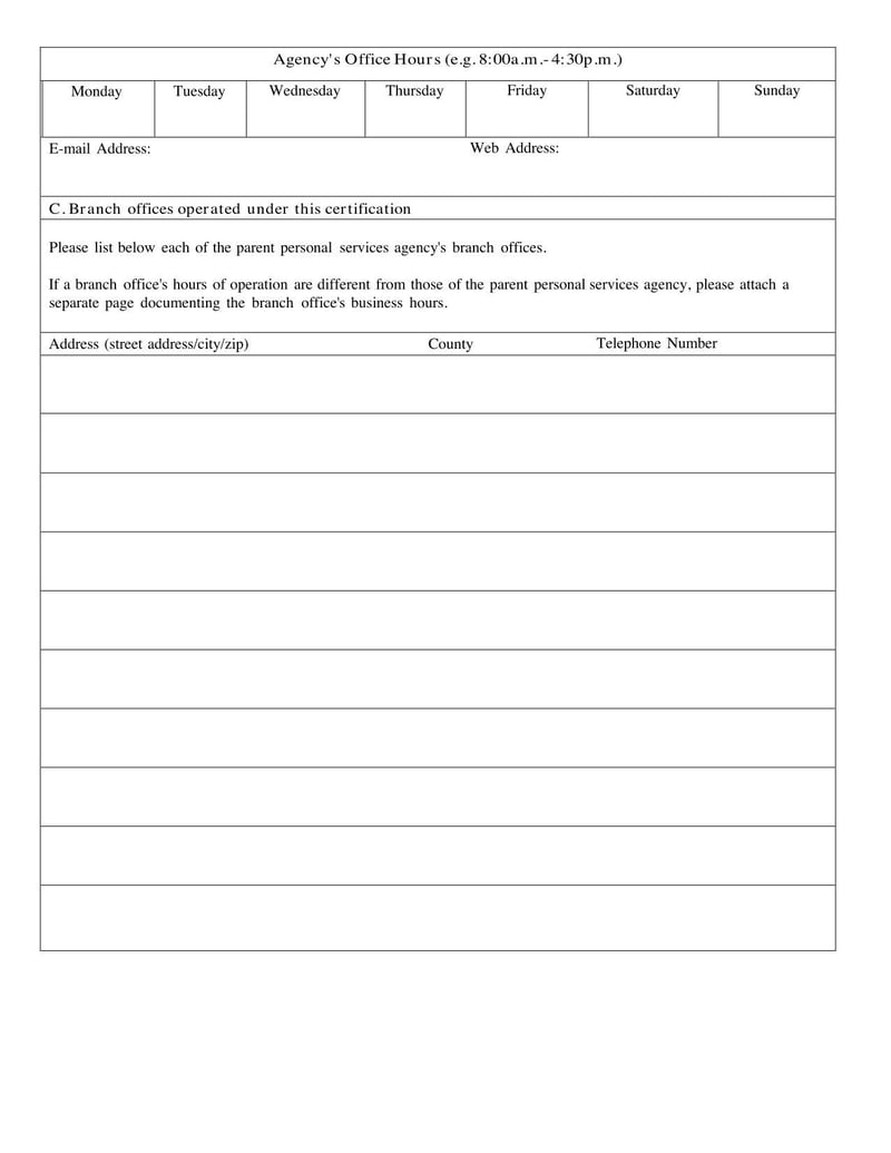 Large thumbnail of Kentucky State Application for Certification to Operate a Personal Services Agency