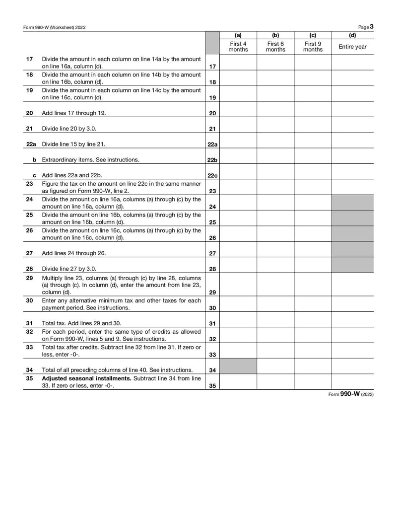 Large thumbnail of Form 990-W - Jan 2022