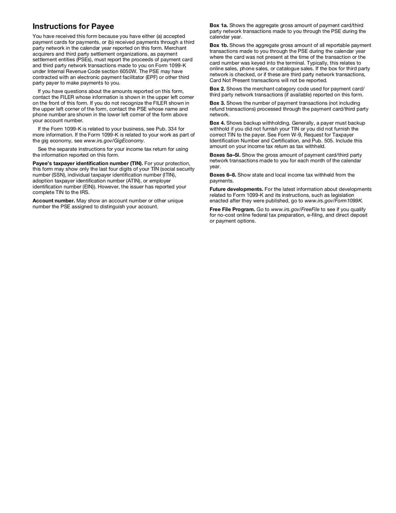 Large thumbnail of Form 1099-K - Jan 2022