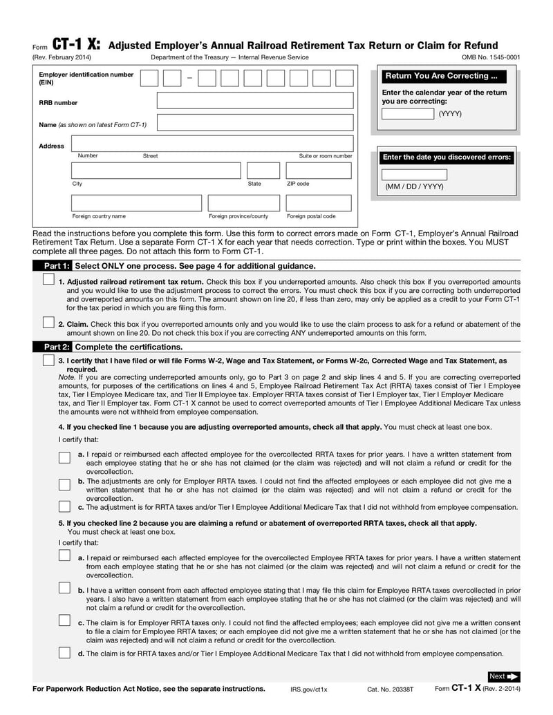 Large thumbnail of Form CT-1X - Feb 2014