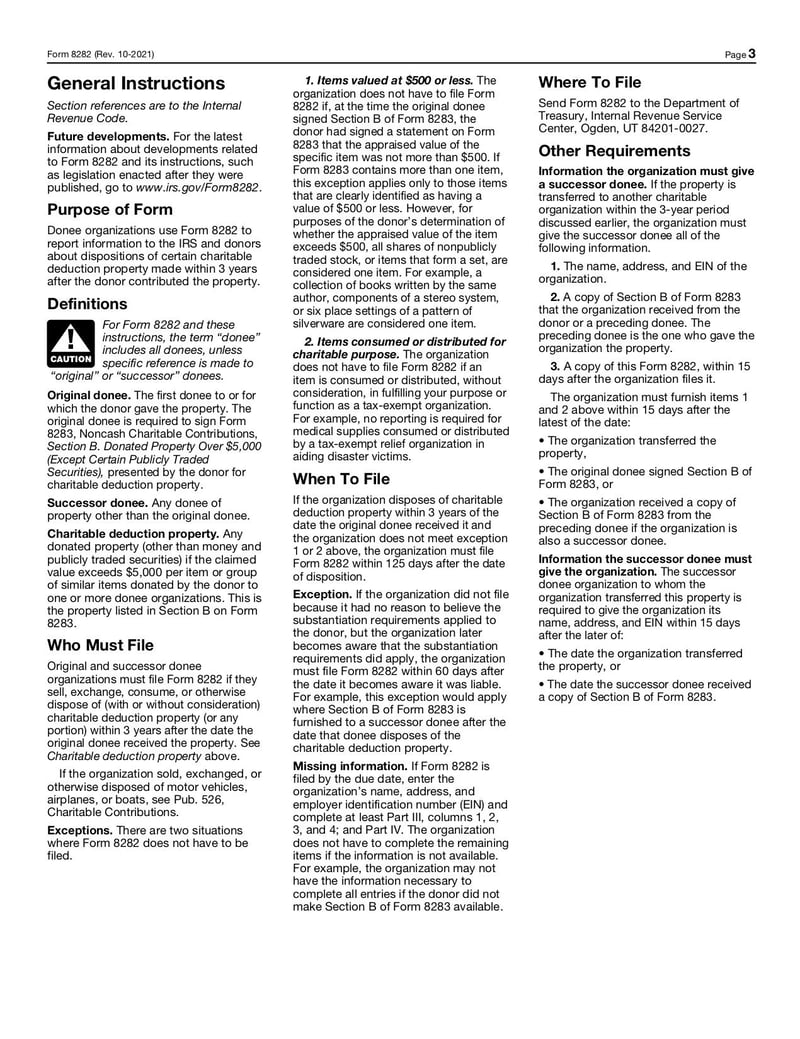 Large thumbnail of Form 8282 - Oct 2021