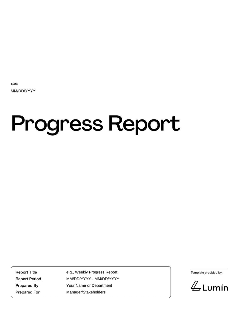 Progress Report for summarizing achievements and performance over a set period