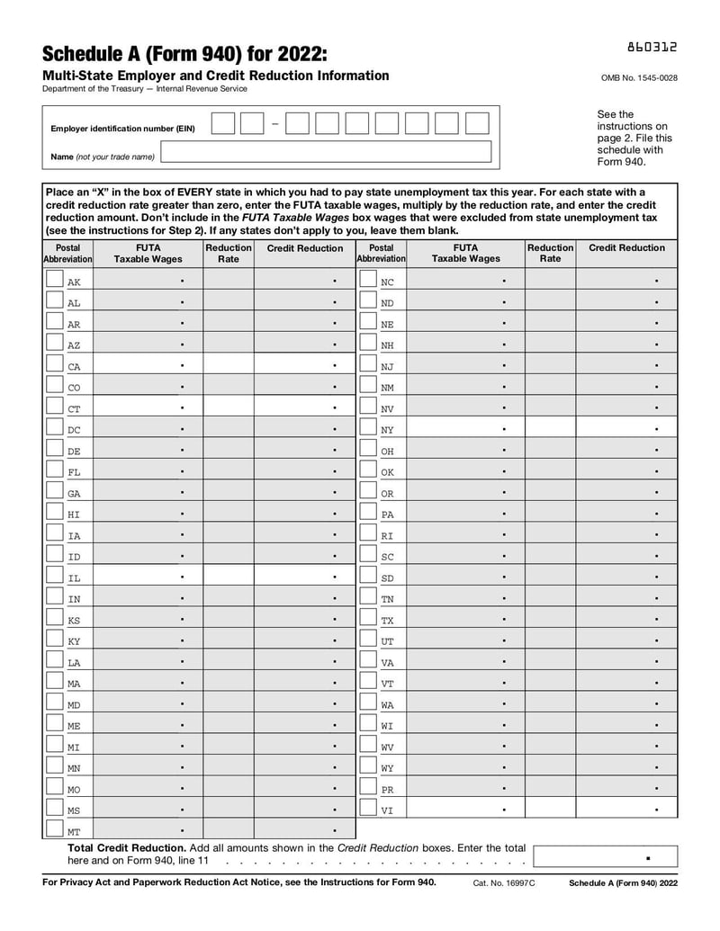 Large thumbnail of Schedule A (Form 940) - Nov 2022