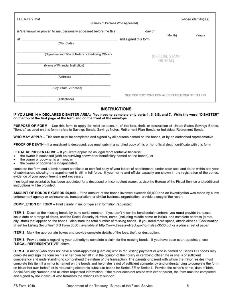Large thumbnail of FS Form 1048 - Nov 2021
