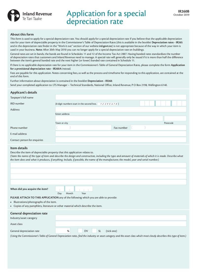 Large thumbnail of Form IR260B - Oct 2019