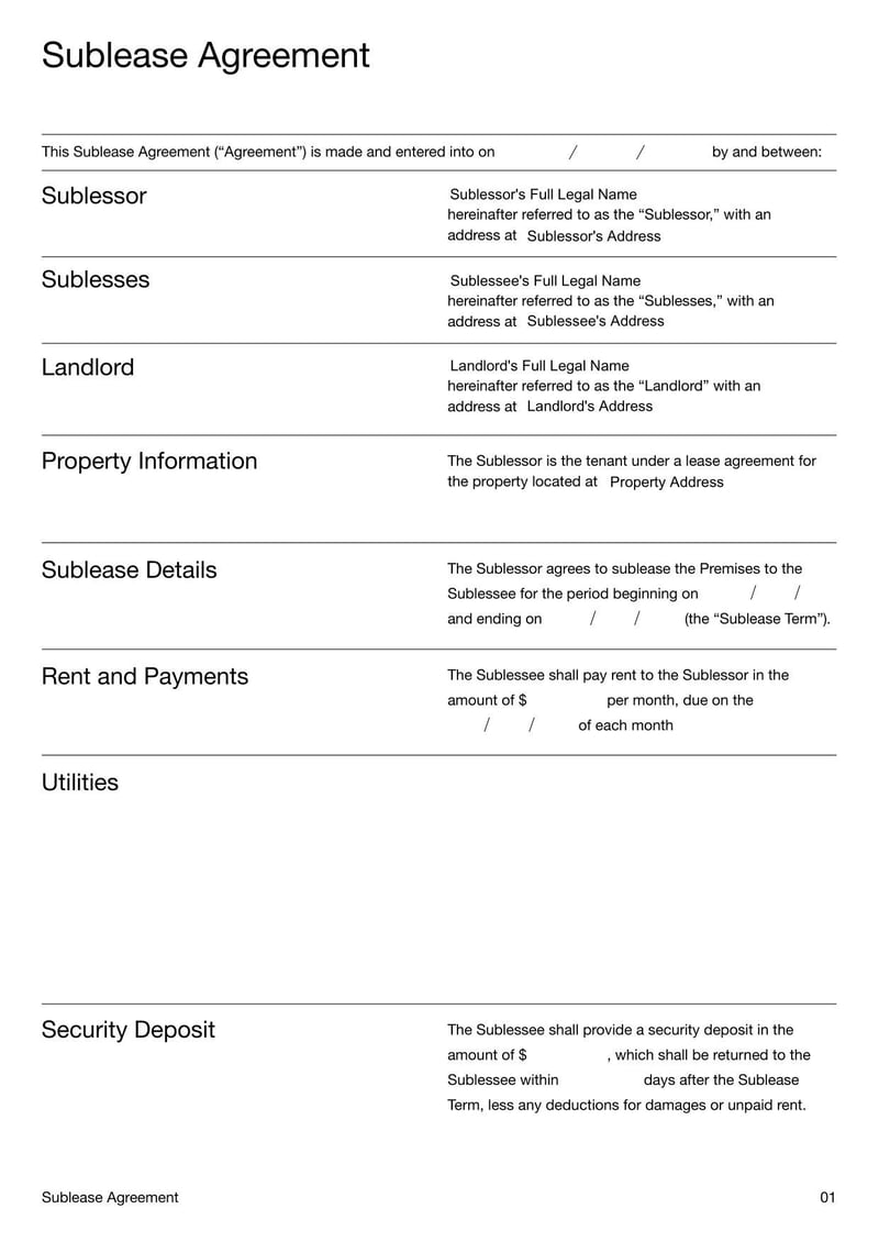 Large thumbnail of Sublease Agreement