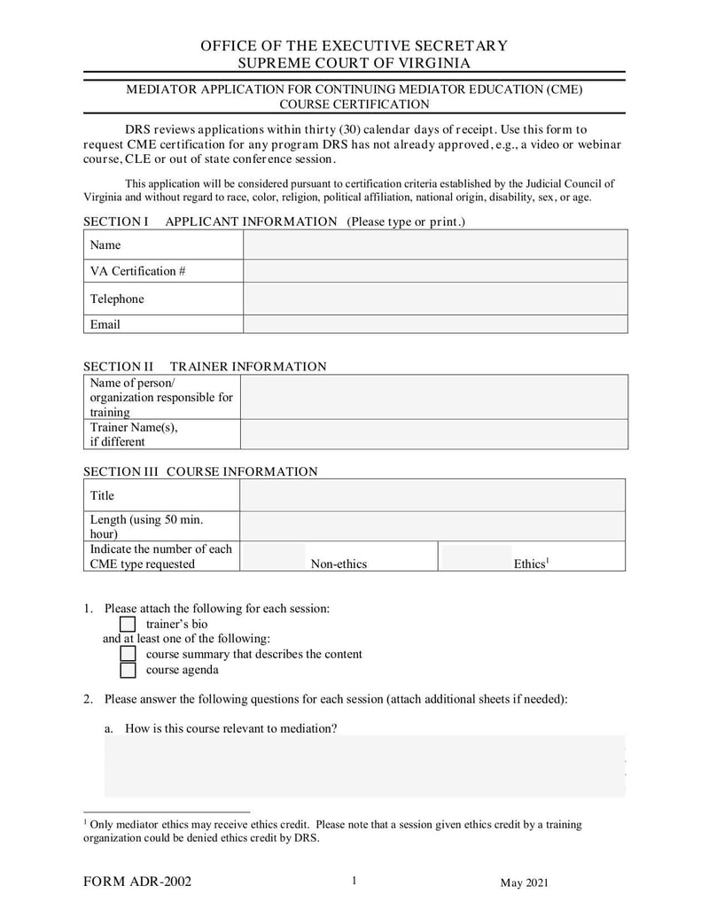 Large thumbnail of ADR Form 2002 - May 2021