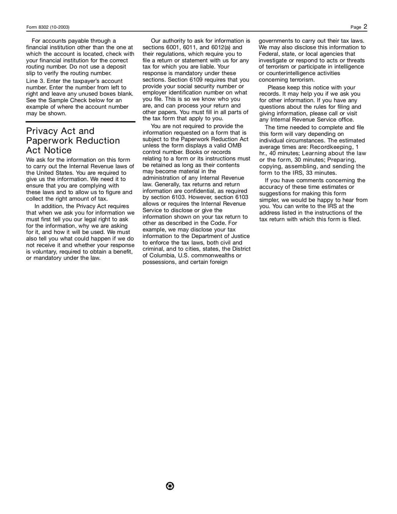 Large thumbnail of Form 8302 - Oct 2003