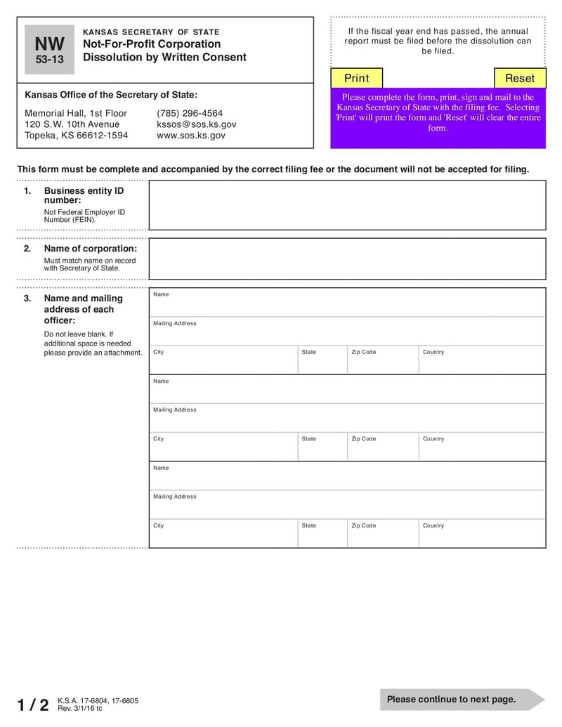 Large thumbnail of Not-For-Profit Corporation Dissolution by Written Consent - Jan 2021