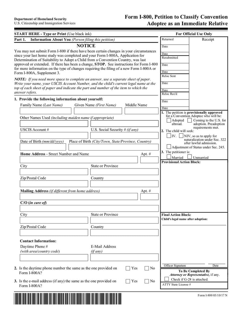 Large thumbnail of Form I-800 - Mar 2017