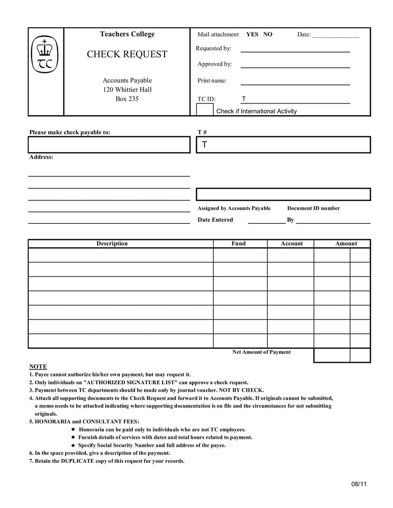 Large thumbnail of Check Request Form - Mar 2020