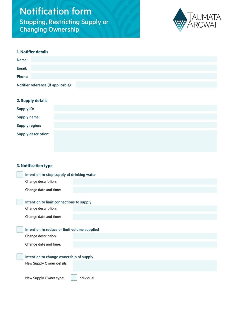 Large thumbnail of Notification Form Stopping Restricting Supply or Changing Ownership - Nov 2021
