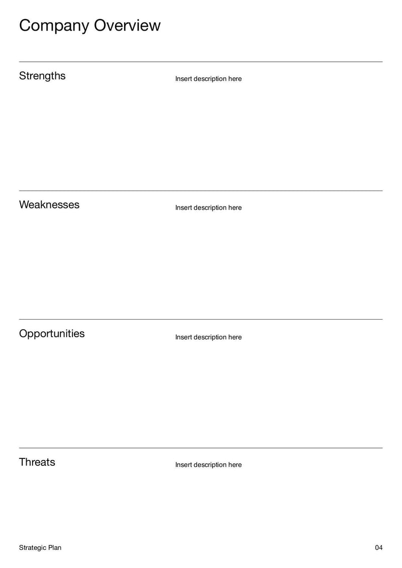 Strategic Plan outlining business goals, key initiatives, and action steps for long-term success