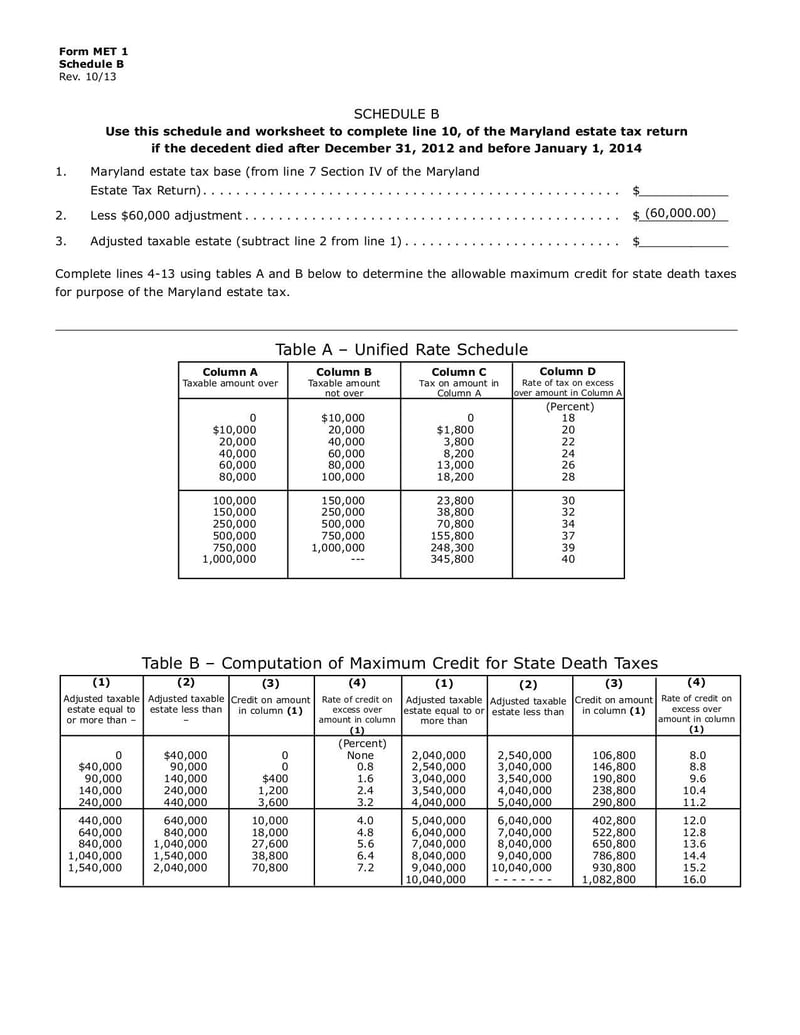 Large thumbnail of Maryland Estate Tax Return (MET-1) - Sep 2017