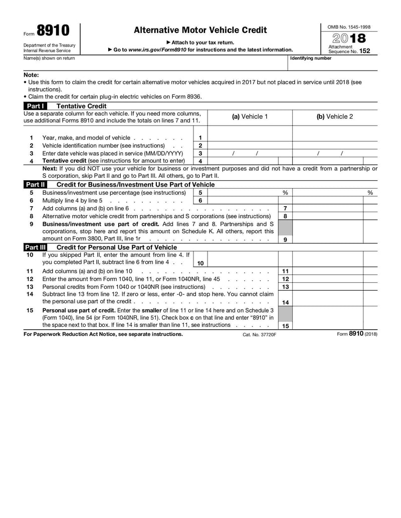 Large thumbnail of Form 8910 - Jan 2018