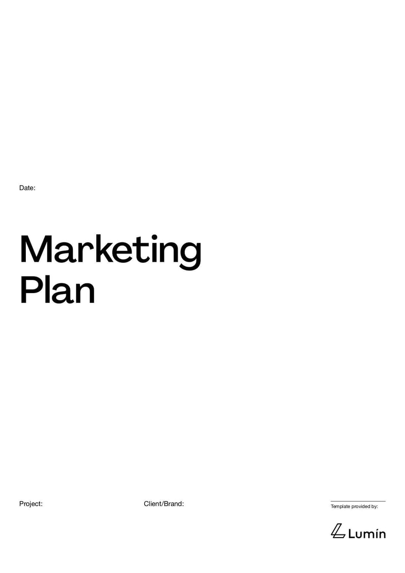 Marketing Plan Template for organizing marketing strategies, target audiences, budgets, and campaign goals