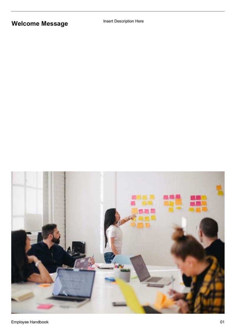 Employee Handbook detailing workplace policies, employee rights, company expectations, and benefits