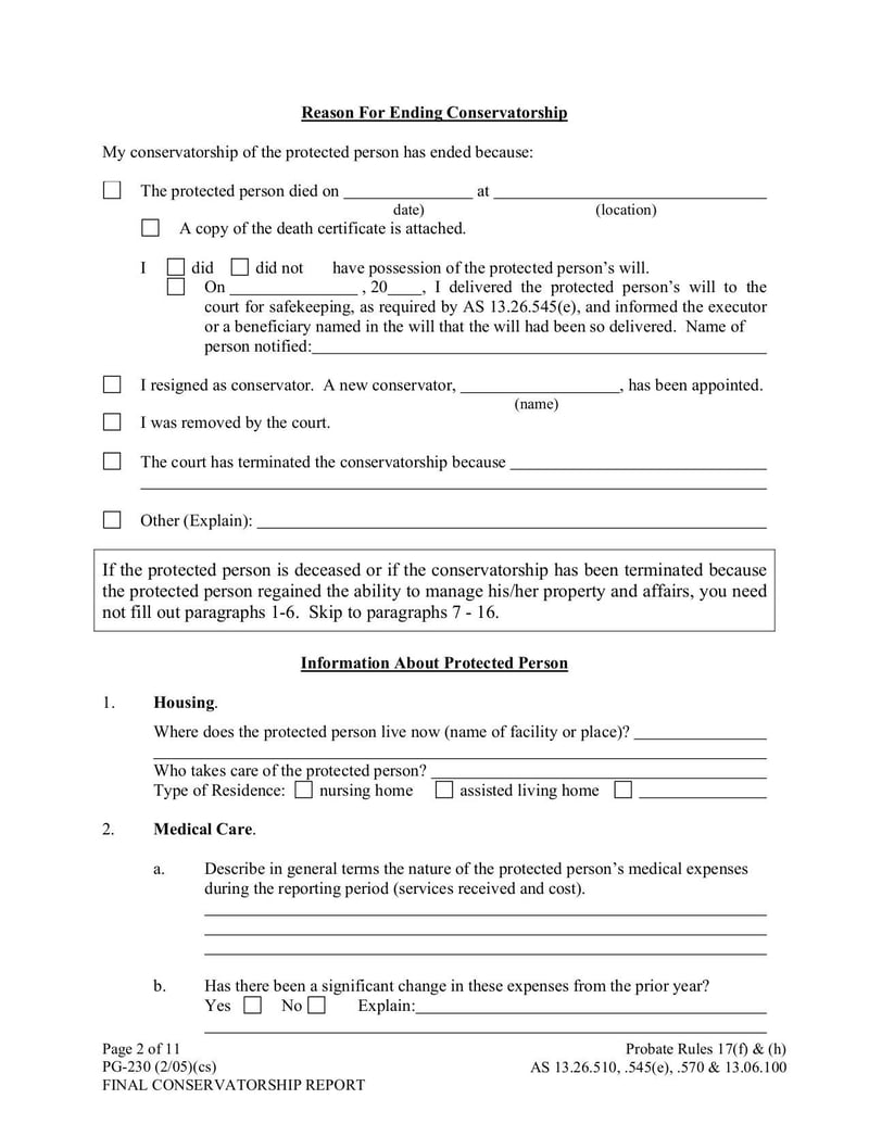Large thumbnail of Form PG-230 Final Conservatorship Report - Sep 2017