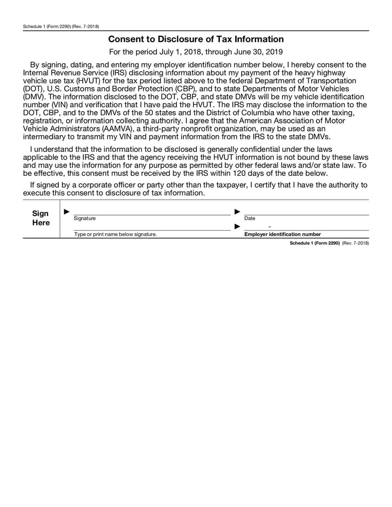 Large thumbnail of Form 2290 - Jul 2018