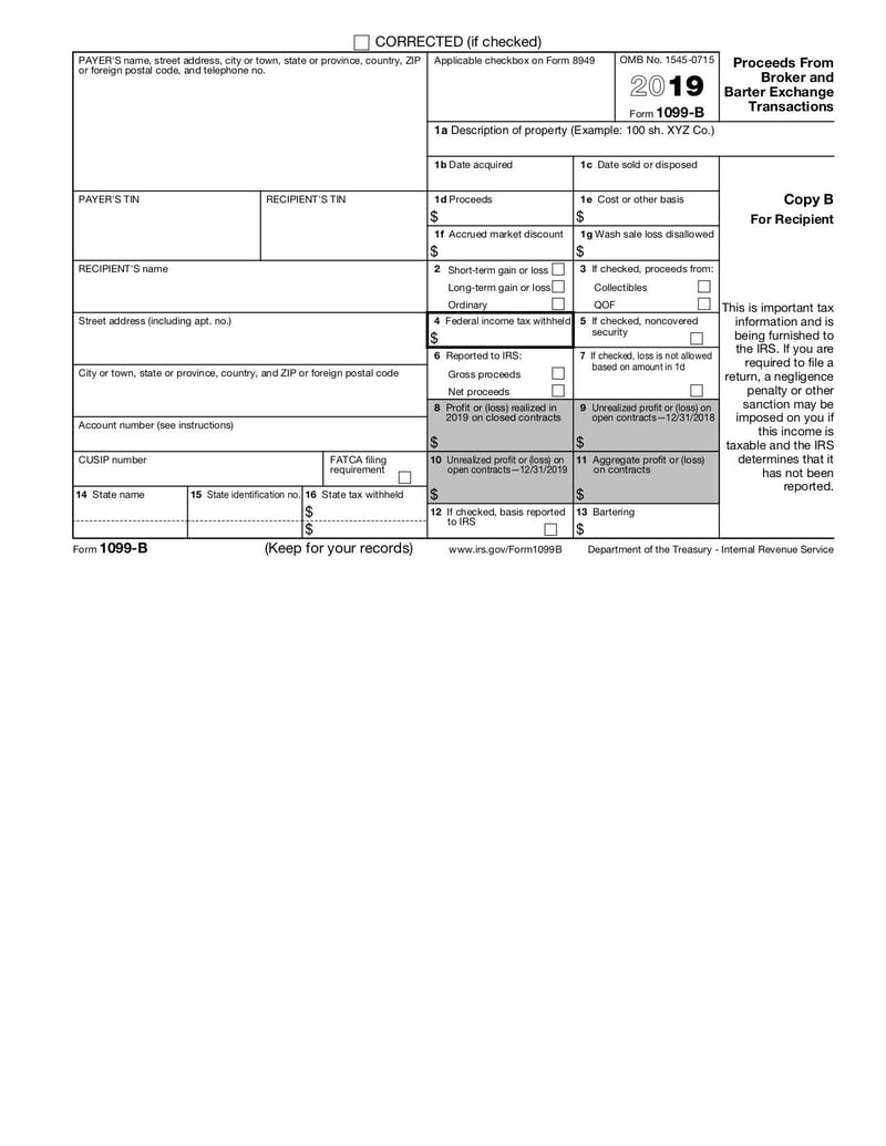 Large thumbnail of Form 1099 B - Jan 2019