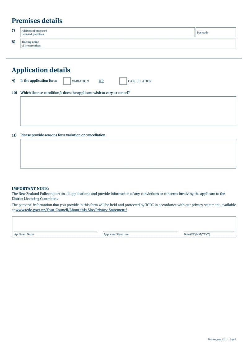 Large thumbnail of Variation Application Form - Jun 2021
