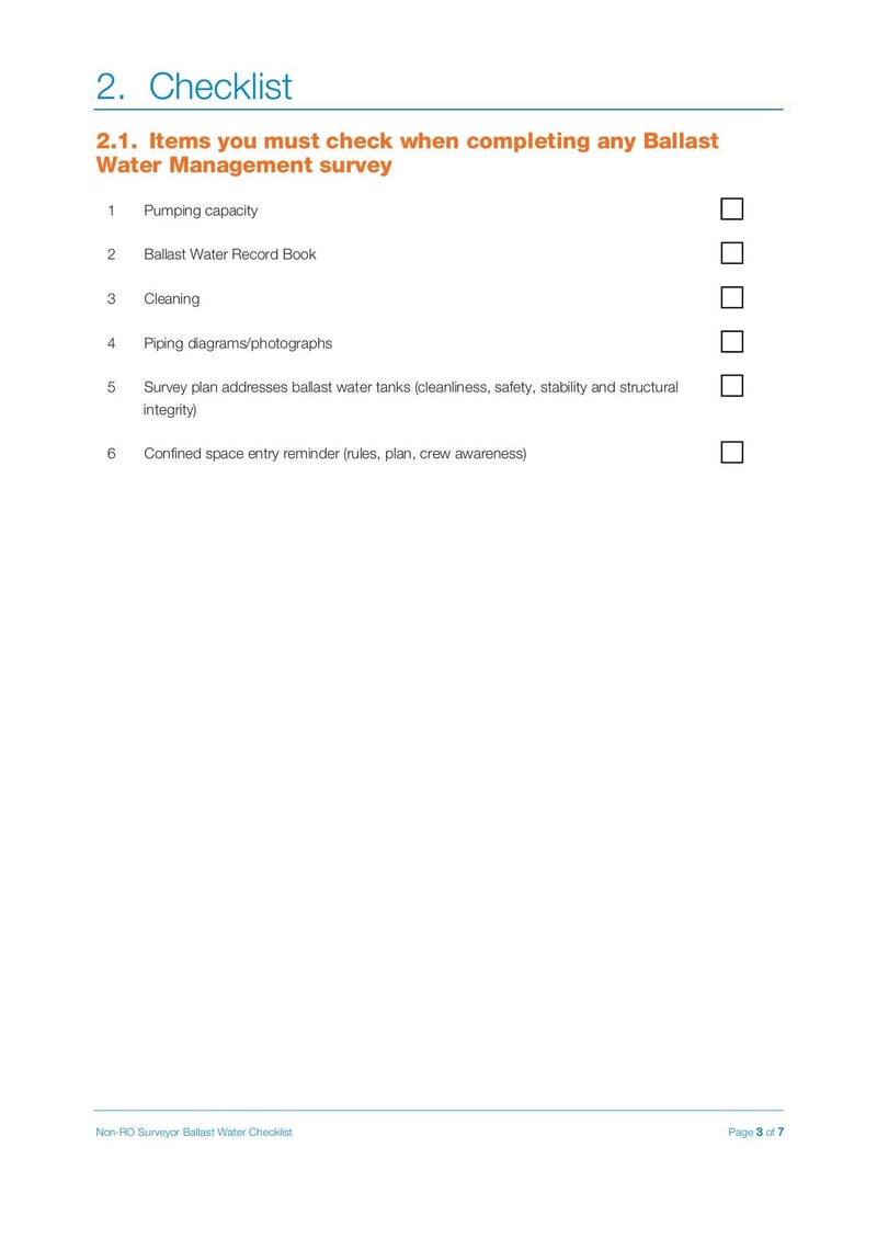 Large thumbnail of Ballast Water Management Survey Checklist - Jul 2017