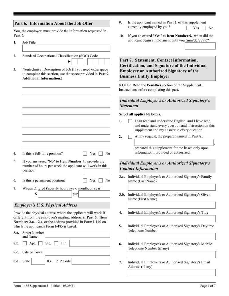 Large thumbnail of Form I-485 Supplement J - Feb 2023