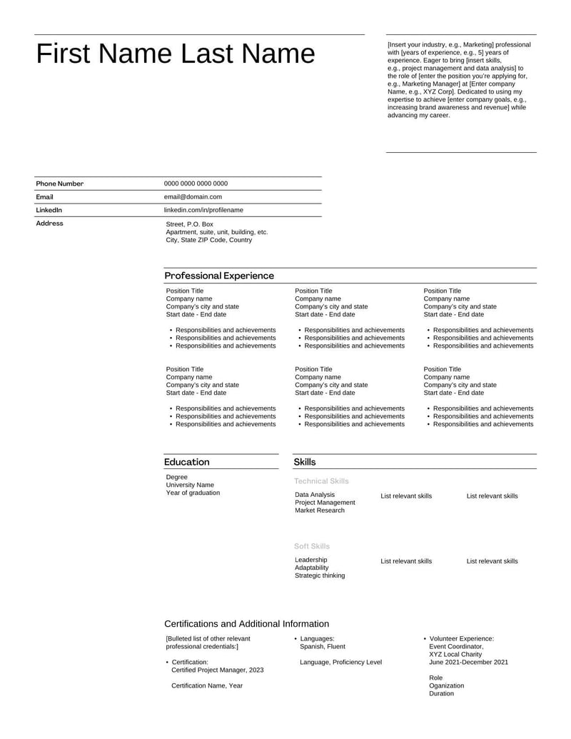 Fillable blank resume template | fill and sign with lumin